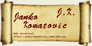 Janko Komatović vizit kartica